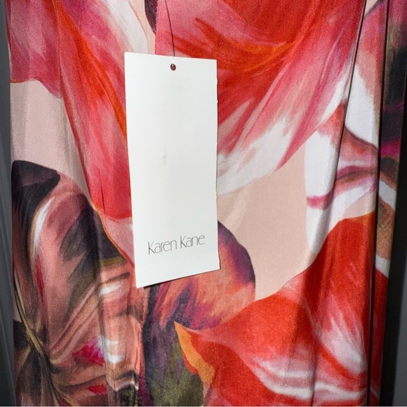 NWT Karen Kane tropical Dress Soft Silky Cupro Breathable M Summer Cruise wear - Picture 11 of 15